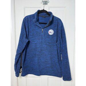 Ultra Game NBA Philadelphia 76ers Blue & Black 1/4 Zip Fleece Men's Size Medium